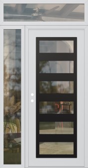 Diamond C9 48" x 96" white/white clear Glass Panel black RHI with Sidelite and Transom clear Glass