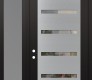 Modern Steel Front Door Diamond C7 48" x 96" black/black clear Glass Panel stainless steel RHI with Sidelite and Transom frosted Glass
