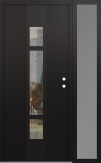 DIAMOND A9 48" X 80" BLACK/BLACK CLEAR GLASS PANEL BLACK LHI WITH SIDELITE FROSTED GLASS