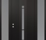 Modern Steel Front Door DIAMOND A3 68" X 96" BLACK/WHITE FROSTED GLASS PANEL BLACK RHI WITH 2 SIDELITES AND TRANSOM FROSTED GLASS