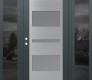 Modern Steel Front Door Diamond C10 60" x 80" anthracite/anthracite frosted Glass Panel stainless steel RHI with 2 Sidelites mirrored Glass