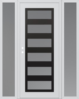 Diamond C9 60" x 80" white/white frosted Glass Panel black RHI with 2 Sidelites frosted Glass