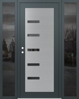 Diamond C8 60" x 80" anthracite/anthracite mirrored Glass Panel stainless steel RHI with 2 Sidelites mirrored Glass