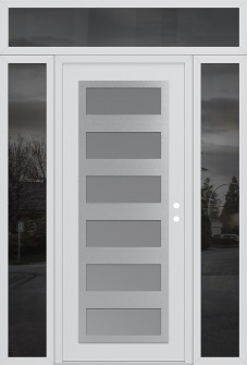 Diamond C9 60" x 96" white/white frosted Glass Panel stainless steel LHI with 2 Sidelites and Transom mirrored Glass