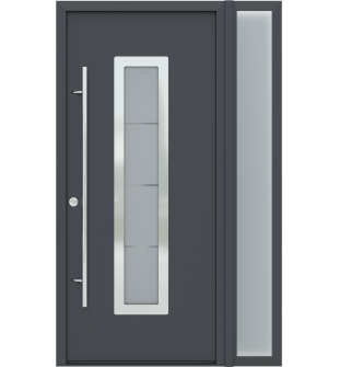 MODERN FRONT STEEL DOOR ARGOS ANTRACIT/WHITE 49 1/4" X 81 11/16" RHI + SIDELITE RIGHT