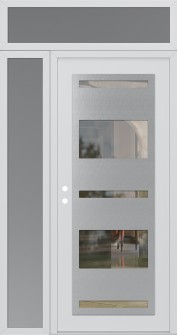 Diamond C10 50" x 96" white/white clear Glass Panel stainless steel RHI with Sidelite and Transom frosted Glass