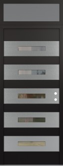 Diamond D9 36" x 96" black/black clear Glass Panel stainless steel LHI with Transom frosted Glass