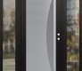 Modern Steel Front Door Diamond C13 64" x 80" black/white frosted Glass Panel stainless steel LHI with 2 Sidelites clear Glass