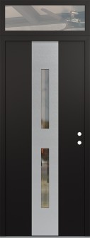 DIAMOND A6 36" X 96" BLACK/BLACK CLEAR GLASS PANEL STAINLESS STEEL LHI WITH TRANSOM CLEAR GLASS