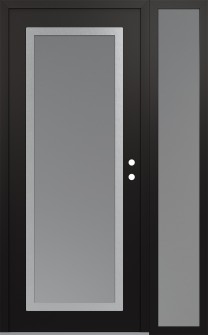 Diamond C1 52" x 80" black/white frosted Glass Panel stainless steel LHI with Sidelite frosted Glass
