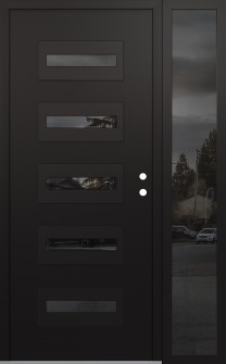 Diamond D4 48" x 80" black/black mirrored Glass Panel black LHI with Sidelite mirrored Glass