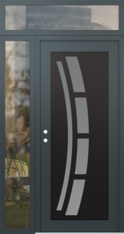 Diamond C12 52" x 96" anthracite/anthracite frosted Glass Panel black RHI with Sidelite and Transom clear Glass