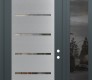 Modern Steel Front Door Diamond C11 48" x 96" anthracite/anthracite clear Glass Panel stainless steel LHI with Sidelite and Transom mirrored Glass