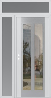 Diamond C14 52" x 96" white/white clear Glass Panel stainless steel RHI with Sidelite and Transom frosted Glass