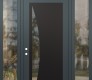 Modern Steel Front Door Diamond C13 68" x 96" anthracite/anthracite clear Glass Panel black RHI with 2 Sidelites and Transom clear Glass