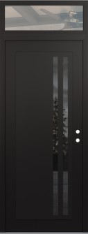 Diamond C6 36" x 96" black/black mirrored Glass Panel black LHI with Transom clear Glass