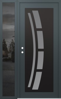 Diamond C12 50" x 80" anthracite/anthracite frosted Glass Panel black RHI with Sidelite mirrored Glass