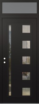 Diamond C3 36" x 96" black/black clear Glass Panel black RHI with Transom frosted Glass
