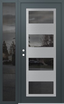 Diamond C2 50" x 80" anthracite/anthracite mirrored Glass Panel stainless steel RHI with Sidelite mirrored Glass
