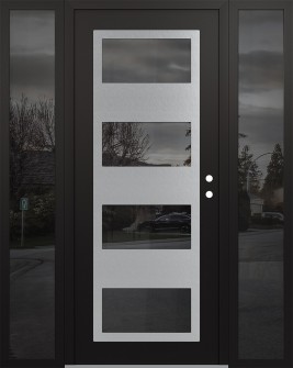 Diamond C2 64" x 80" black/black mirrored Glass Panel stainless steel LHI with 2 Sidelites mirrored Glass