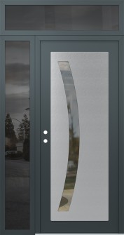 Diamond C4 48" x 96" anthracite/anthracite clear Glass Panel stainless steel RHI with Sidelite and Transom mirrored Glass