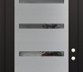Modern Steel Front Door Diamond C7 36" x 96" black/black mirrored Glass Panel stainless steel LHI with Transom clear Glass