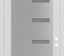 Modern Steel Front Door Diamond C8 36" x 96" white/white frosted Glass Panel stainless steel LHI with Transom frosted Glass