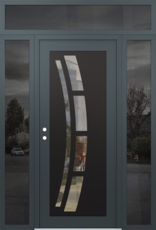 Diamond C12 60" x 96" anthracite/anthracite clear Glass Panel black RHI with 2 Sidelites and Transom mirrored Glass
