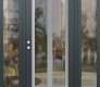 Modern Steel Front Door Diamond C14 60" x 80" anthracite/anthracite clear Glass Panel stainless steel RHI with 2 Sidelites clear Glass