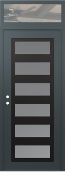 Diamond C9 36" x 96" anthracite/anthracite frosted Glass Panel black RHI with Transom clear Glass