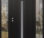 Modern Steel Front Door DIAMOND A2 60" X 80" BLACK/WHITE FROSTED GLASS PANEL BLACK RHI WITH 2 SIDELITES CLEAR GLASS