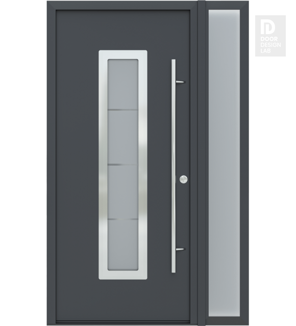 MODERN FRONT STEEL DOOR ARGOS ANTRACIT/WHITE 49 1/4" X 81 11/16" LHI + SIDELITE RIGHT