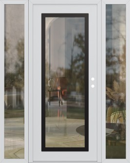 Diamond C1 68" x 80" white/white clear Glass Panel black LHI with 2 Sidelites clear Glass