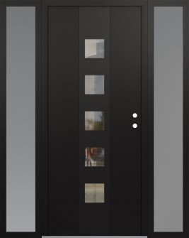 DIAMOND A13 68" X 80" BLACK/BLACK CLEAR GLASS PANEL BLACK LHI WITH 2 SIDELITES FROSTED GLASS