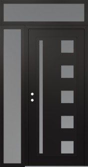 Diamond C3 48" x 96" black/white frosted Glass Panel black RHI with Sidelite and Transom frosted Glass