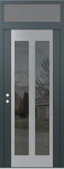 Diamond C14 36" x 96" anthracite/anthracite mirrored Glass Panel stainless steel RHI with Transom frosted Glass