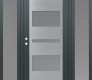 Modern Steel Front Door Diamond C10 68" x 80" anthracite/anthracite frosted Glass Panel stainless steel RHI with 2 Sidelites frosted Glass