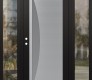 Modern Steel Front Door Diamond C13 60" x 80" black/white frosted Glass Panel stainless steel RHI with 2 Sidelites clear Glass