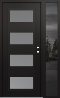 Diamond C2 50" x 80" black/white frosted Glass Panel black LHI with Sidelite mirrored Glass