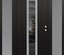 Modern Steel Front Door DIAMOND A11 68" X 80" BLACK/BLACK MIRRORED GLASS PANEL STAINLESS STEEL LHI WITH 2 SIDELITES FROSTED GLASS