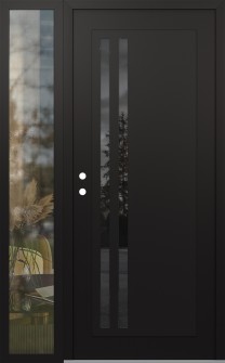 Diamond C6 50" x 80" black/black mirrored Glass Panel black RHI with Sidelite clear Glass