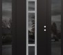 Modern Steel Front Door DIAMOND A9 60" X 80" BLACK/BLACK MIRRORED GLASS PANEL STAINLESS STEEL LHI WITH 2 SIDELITES MIRRORED GLASS