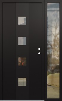 DIAMOND A12 48" X 80" BLACK/BLACK CLEAR GLASS PANEL BLACK LHI WITH SIDELITE CLEAR GLASS