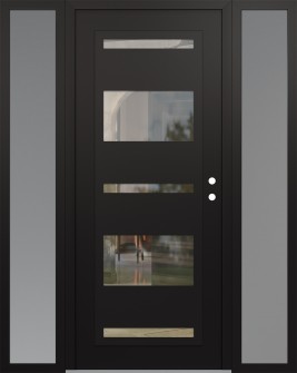 Diamond C10 60" x 80" black/black clear Glass Panel black LHI with 2 Sidelites frosted Glass