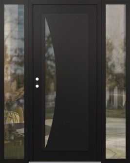Diamond C13 64" x 80" black/black clear Glass Panel black RHI with 2 Sidelites clear Glass