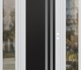 Modern Steel Front Door Diamond C6 60" x 80" white/white frosted Glass Panel black LHI with 2 Sidelites clear Glass
