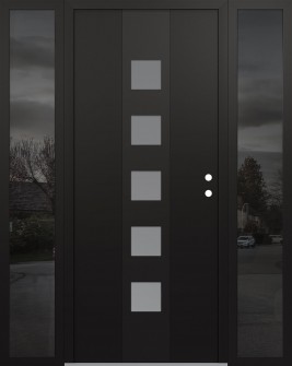 DIAMOND A13 60" X 80" BLACK/WHITE FROSTED GLASS PANEL BLACK LHI WITH 2 SIDELITES MIRRORED GLASS