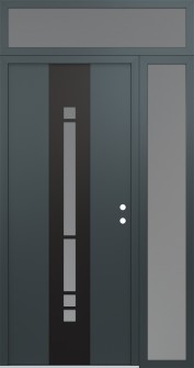 DIAMOND A3 48" X 96" ANTHRACITE/ANTHRACITE FROSTED GLASS PANEL BLACK LHI WITH SIDELITE AND TRANSOM FROSTED GLASS