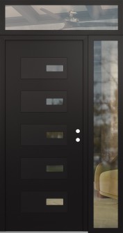 Diamond D7 50" x 96" black/black clear Glass Panel black LHI with Sidelite and Transom clear Glass