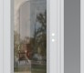 Modern Steel Front Door Diamond C1 48" x 80" white/white clear Glass Panel stainless steel LHI with Sidelite frosted Glass